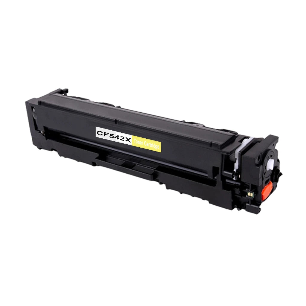 Black toner cartridge with CF542X label on a white background