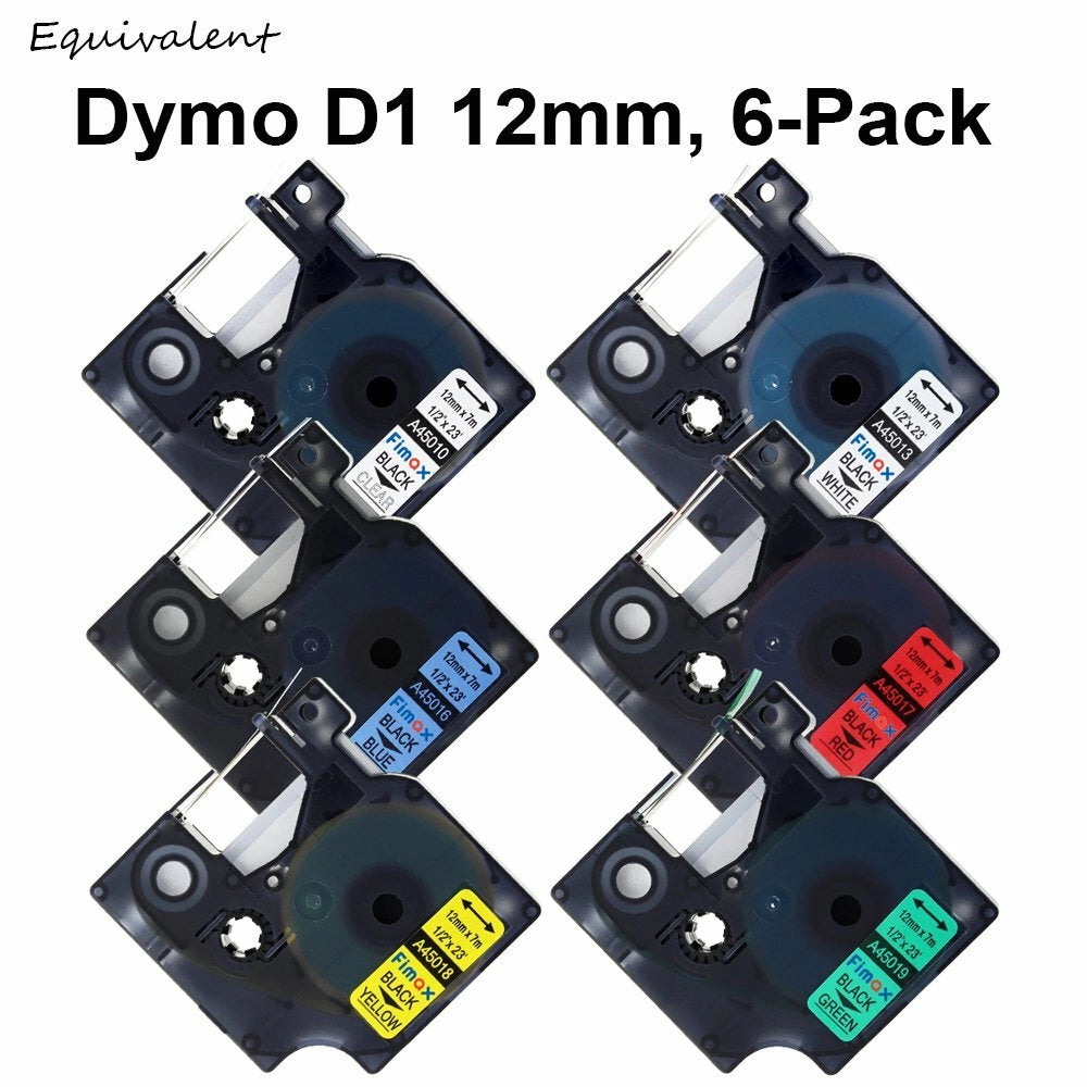 Compatible 12mm Dymo D1 45013 label tape black on white for LabelManager 160, 280, 360D
