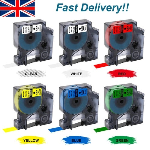 Compatible 12mm Dymo D1 45013 label tape black on white for LabelManager 160, 280, 360D