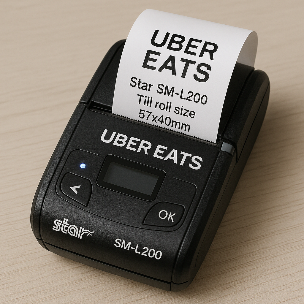 Box of 20 Thermal Paper Till Rolls – 57mm x 40mm – Compatible with Uber Eats Star SM-L200 Printer