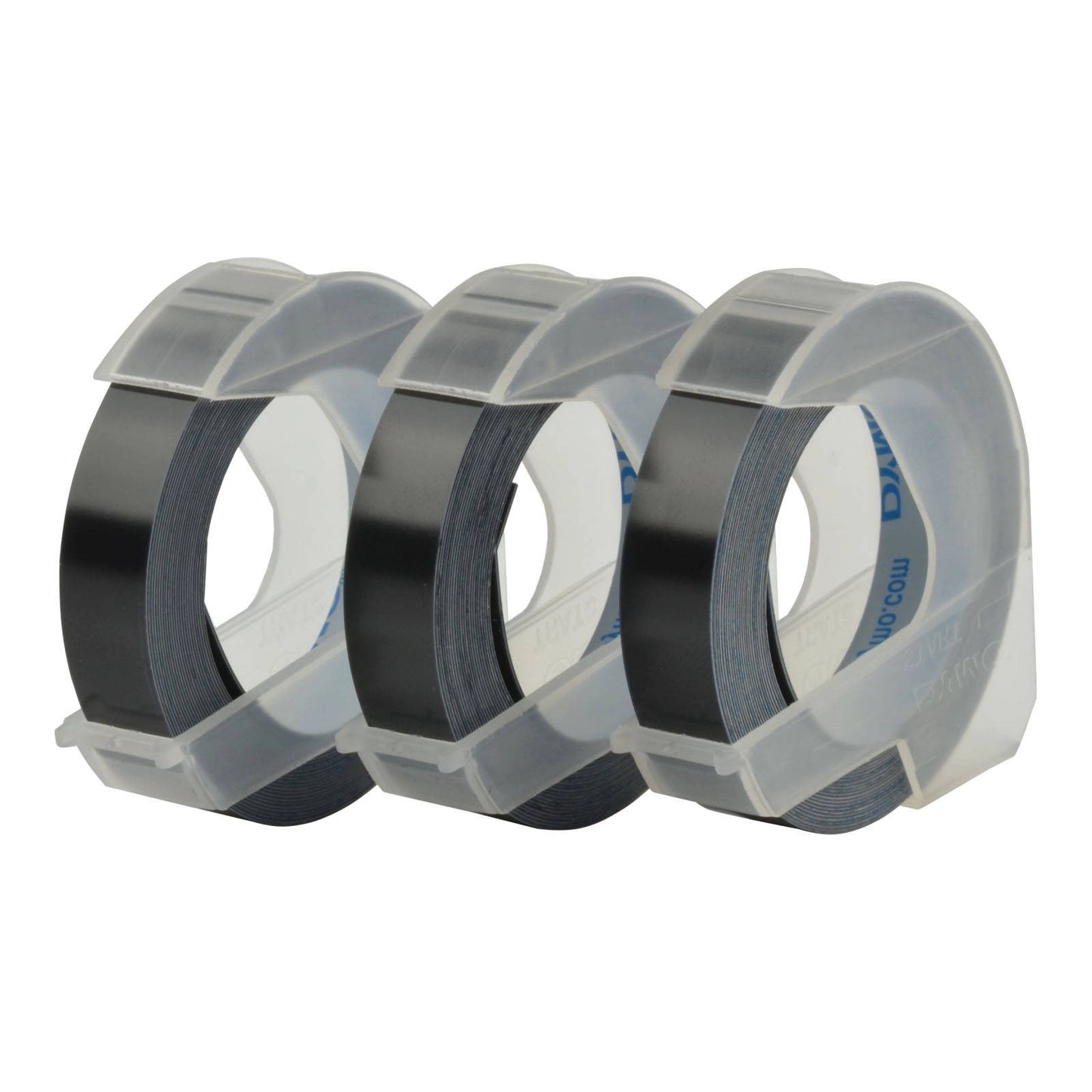 Dymo S0847730 9mm white on black embossing label tape rolls 3-pack for Junior, Omega, and 1755 label makers
