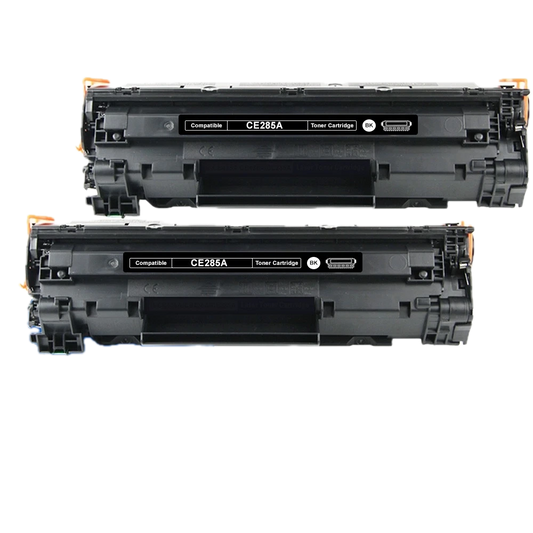 2-pack CE285A 85A black toner cartridges compatible with HP LaserJet P1102, M1132, M1212nf and Canon LBP6030, MF3010 printers