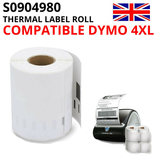Dymo S0904980 compatible 4XL shipping labels 104x159mm 4x6 size, 220 thermal adhesive labels per roll