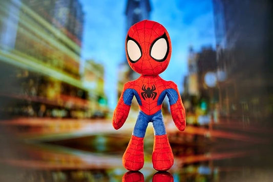 Spider-Verse Spiderman Soft Toy – 25cm Plush Figure with Glow-in-the-Dark Eyes – Blue, Purple, White